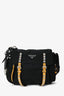 Prada Black Nylon Yellow Leather Studded Messenger Bag