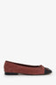 Pre-loved Chanel™ Pink Corduroy Cap Toe CC Ballet Flats Size 37.5