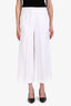 Loro Piana White Linen Pleated Wide Leg Trousers Size 42