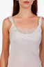 Christian Dior White/Blue Monogram Silk Lace Cami Tank Size 6