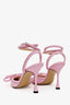 Mach & Mach Pink Leather Double Bow Ankle Strap Heels Size 37