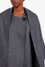 Hermès Grey Cashmere Scarf Detail Coat Size 36