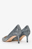 Jimmy Choo Blue Silver Ombre Coarse Glitter 'Romy 60' Pumps Size 41.5