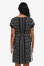 Hermès Black/White Silk Graphic Print Dress with Belt Size 36