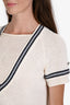 Pre-loved Chanel™ White/Blue Cotton Blend Crochet Mini Dress Size 38