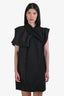 Rick Owens Black Silk Draped Short Sleeve Mini Dress Size 10