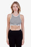 Celine White Striped Rib Knit Sports Bra Size XS