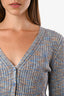 Acne Studios Blue/Orange Cotton Blend Rib Knit Ruffled Cardigan Size XS
