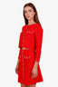 Sandro Red Beaded Detail Cardigan and Skirt Set Size 1/36