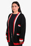 Sandro Black White/Red Wool Open Cardigan Size 2