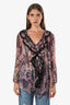 Chloe Pink/Plum Silk Floral Print Ruffle Blouse Size 36