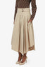 Brunello Cucinelli Khaki Belted Pleated Midi Skirt Size 6