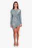 UNTTLD Blue Sequin Draped Long Sleeve Mini Dress Estimated Size M