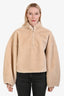 Frame Taupe Faux Fur Popover Quarter Zip Jacket Size M