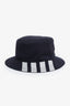 Thom Browne Navy Wool Classic 4-Bar Bucket Hat Size S