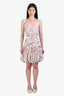 Oscar de la Renta 2024 Pink/White Embroidered Floral Belted Flare Mini Dress Size 6