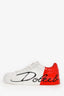 Dolce & Gabbana White/Red Leather Sneakers Size 7.5 Men's