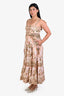 Zimmermann Green/Pink Palm Print 'Lyre' Midi Dress Size 3