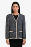 Valentino 2026 Navy Check Tweed 'V' Buttoned Blazer Jacket Size 44