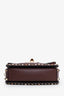 Valentino Burgundy Leather Rockstud Rolling Crossbody Bag With Guitar Strap