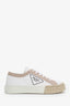Prada White/Beige Canvas Gabardine Logo Sneakers Size 35