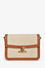 Celine 2019 Beige/Brown Leather/Canvas Large Triomphe Crossbody Bag