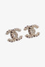 Pre-loved Chanel™ 12A Gold Tone Pearl/Ruby CC Stud Earrings