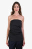 Brunello Cucinelli Grey Cotton Ruched Detail Strapless Top Size 2