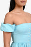 Staud Blue Cotton Ruffle Short Sleeve Mini Dress Size 0