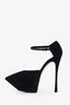 Amina Muaddi Black Suede Platform Pointed Toe Heels Size 37.5