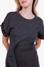 Isabel Marant Etoile Grey Knit Ruffle Detail Short Sleeve Midi Dress Size 34
