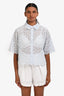 Frame Light Blue Eyelet Lace Cropped Boxy Blouse Size XS