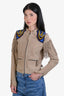 Diesel Vintage Beige Suede Fringe Beaded Jacket Size S