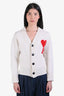 Ami Paris Off-White Wool Ami de Coeur Cardigan Size XS