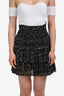 Isabel Marant Étoile Black Printed Cotton Ruffled Mini Skirt Size 38