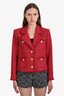 L'Agence Red Metallic Tweed Button Jacket Size 4