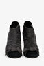Pre-Loved Chanel™ Grey/Black Satin Suede Peep-Toe Bow Ankle Booties Size 40