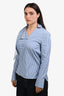 Tibi Blue/White Cotton Striped Neck Tie Shirt Size 2