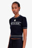 Christian Dior Navy Cashmere Wool Knit Short Sleeve Sweater Size 4