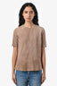 Brunello Cucinelli Beige Suede Peplum SS Top Size 40