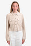 Paige Beige Denim Cropped 'Pacey' Button-Up Shirt Size Medium