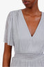 Maje Silver Metallic Ruffled Midi Dress Size 34