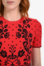 Alexander McQueen Red/Black Viscose Blend Jacquard Floral SS Dress Size XS