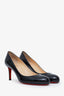 Christian Louboutin Black Patent Leather Round Toe Pumps Size 37