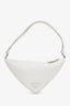 Prada Cream Leather Logo Triangle Mini Shoulder Bag