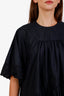 Simone Rocha Black Gathered Mini Dress with Lace Trim Size 6