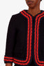 Gucci Black Tweed Knit Contrast Trim Cardigan Size 38