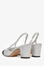 Pre-loved Chanel™ White Tweed Cap Toe Slingback Heels Size 38.5