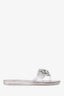 Stuart Weitzman Silver Leather Flower Jelly Sandals Size 10