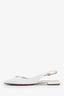 Prada White Patent Leather Bow Accent Slingback Flat Size 38.5